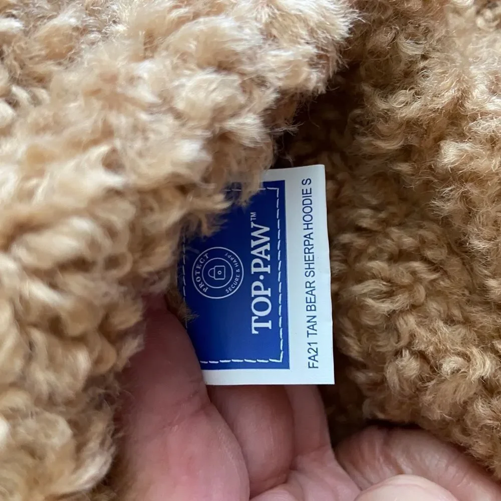Top Paw Sherpa Dog Jacket M | Brown Fleece Coat for Medium Dogs